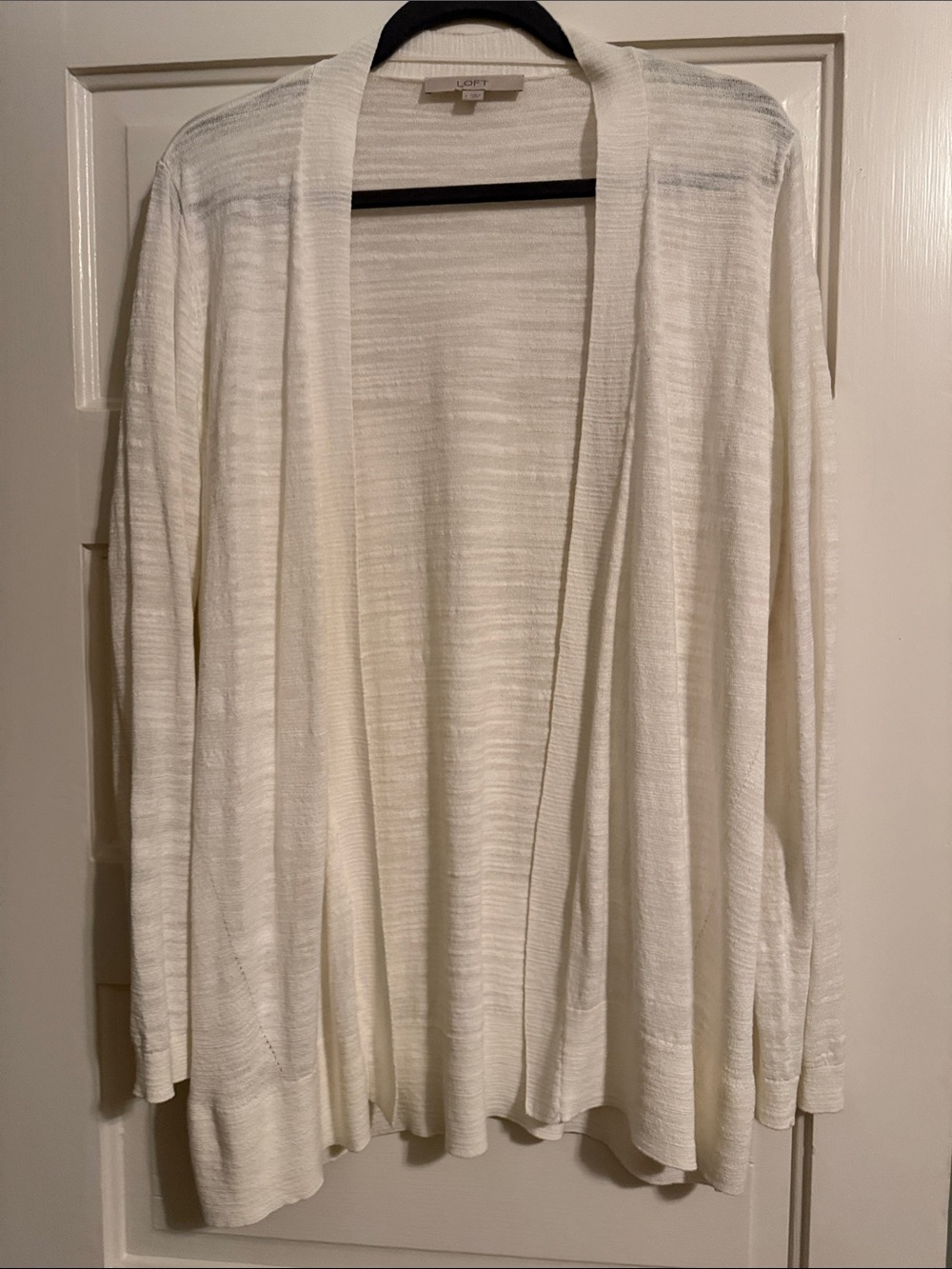 LOFT Creamy White Open-Front Lightweight Cotton blend knit- Size L